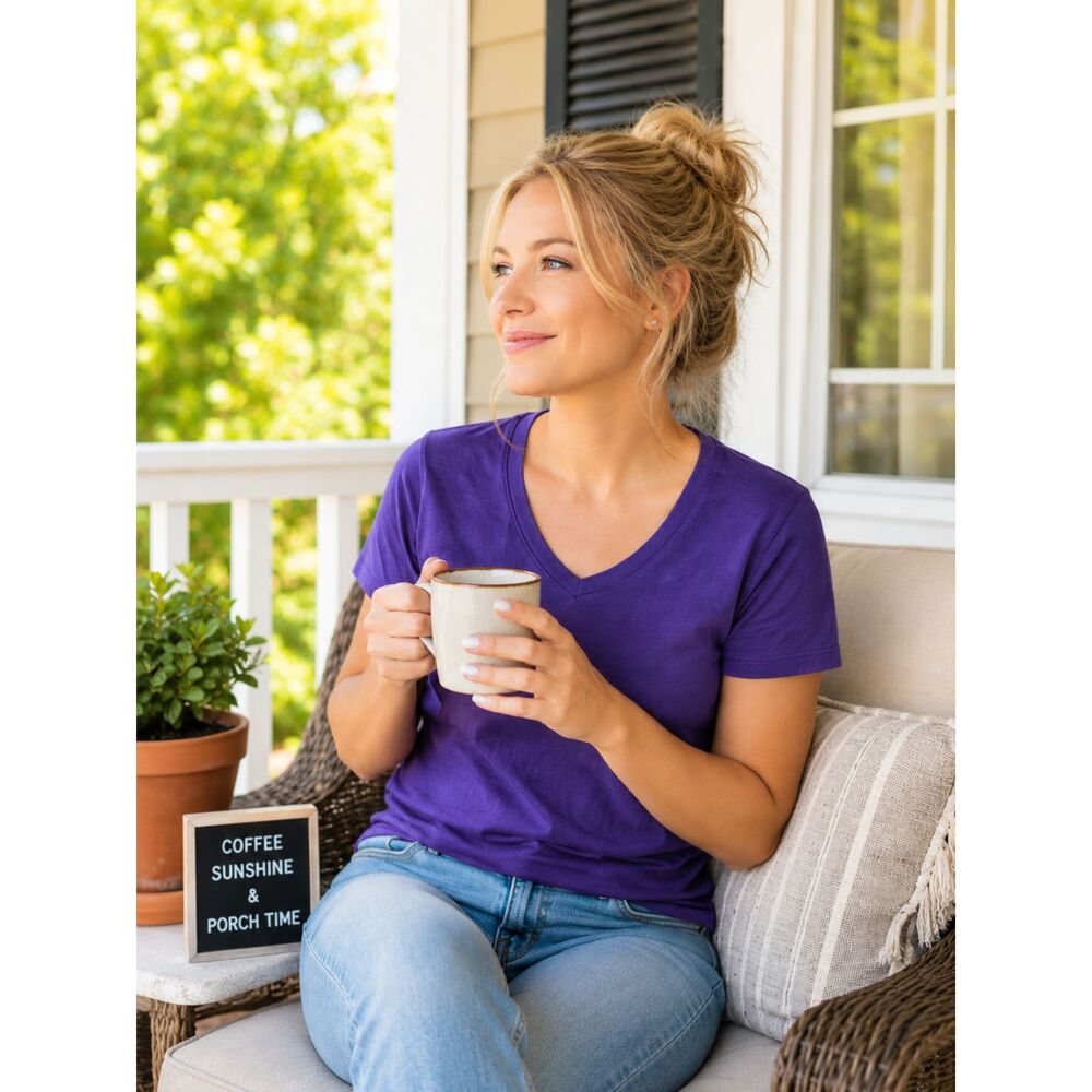 GAP Purple V-Neck Tee Shirt Small